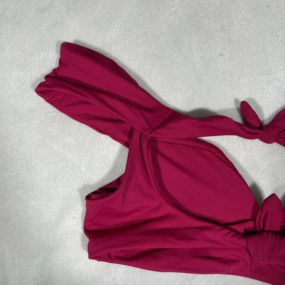 NWD $68 Becca Socialite Off Shoulder Bikini Top Raspberry [‎ Medium ] #3848